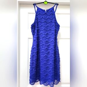 Guess Women's Scallop Fringe Bodycon Purple Mini Dress. Size 12